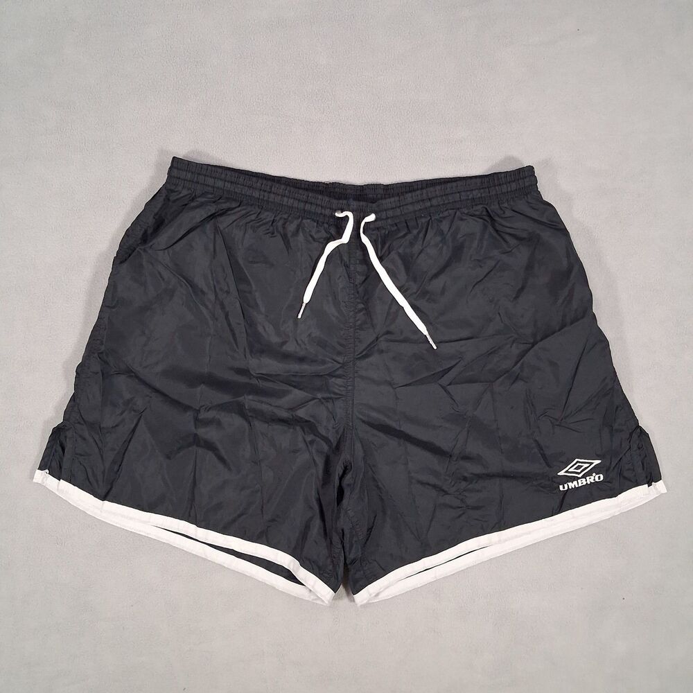 Vintage Umbro Mens Size XL Soccer Shorts Black White Trim